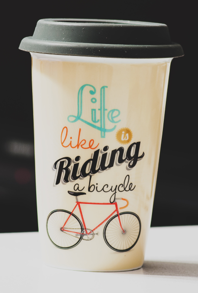 Takeaway Coffee to Go Das Leben ist wie Fahrradfahren